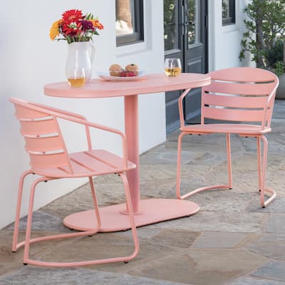 Roomfitters 3-Piece Bistro Set, Outdoor Metal Patio Table and Chairs for Balcony, Garden or Porch