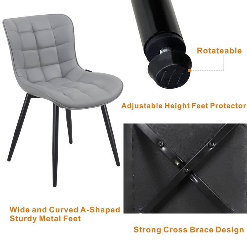 Modern Kitchen Dining Chairs, PU Leather Upholstered, Set of 2
