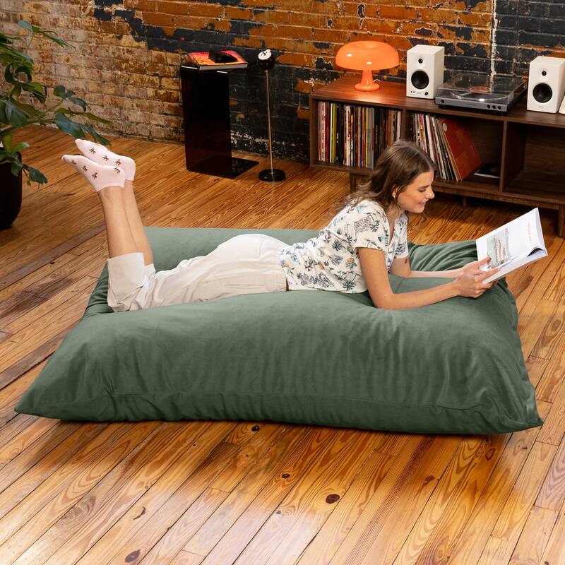 Pillow Saxx Bean Bag Rocking Chair - Elegant Oversized Rocker with Modern Wood Frame