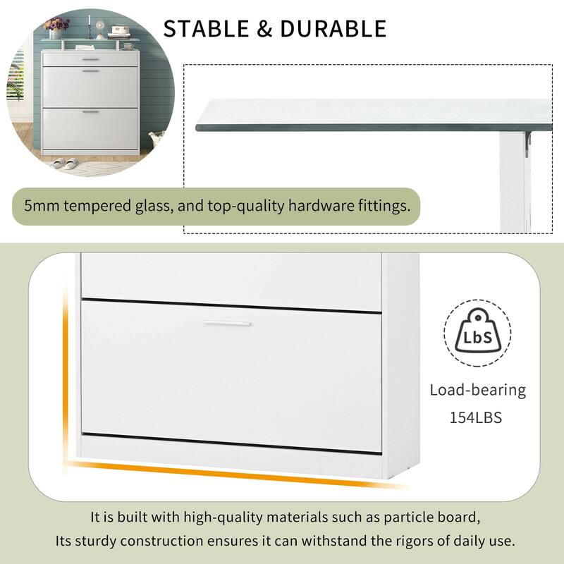 Slim Entryway Organizer with 2 Flip Drawers and LED Light - 9.4"W x 25"H x 35"D