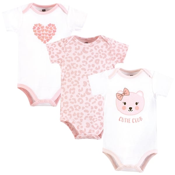 slide 1 of 1, Hudson Baby Infant Girl Cotton Bodysuits, Cutie Bear 0-3 Months - Cutie Bear