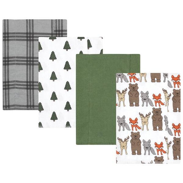 slide 1 of 1, Hudson Baby Infant Boy Cotton Flannel Burp Cloths, Wild Forest 4-Pack, One Size - Wild Forest 4-Pack - One Size One Size - Wild Forest 4-Pack