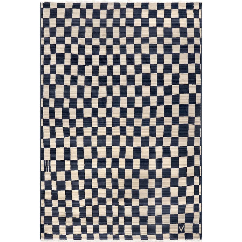 Nuloom Dominique Abstract Checkered Fringe Area Rug