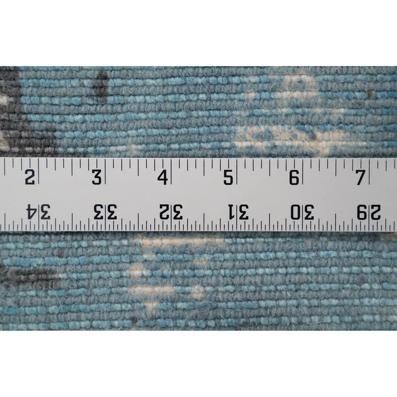 Hand Knotted Oriental Viscose Silk Carpet Modern All-Over Navy Blue & Blues Abstract Area Rug - 5' 0'' X 3' 0''