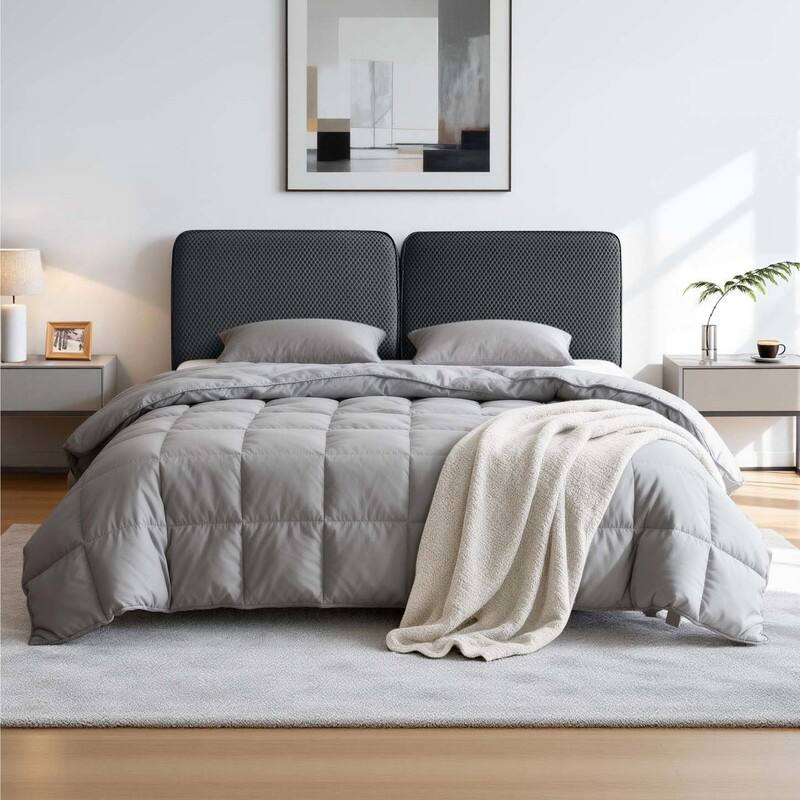 Spruce & Spring Modern All-in-One Queen Upholstered Bed, No-Assembly Foam Bed for Small Spaces - Dark Gray