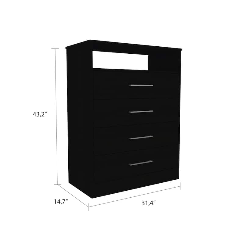 TUHOME Continental Dresser with 4 Drawers and Metal Hardware