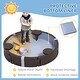 preview thumbnail 5 of 7, Qaba Kids Sandbox with Cover, Round 47" HDPE Large Sand Pit with 3 Seats, Waterproof Bottom Liner, Brown