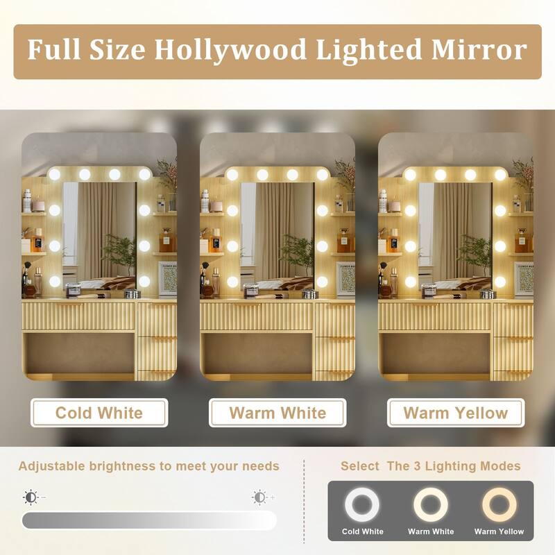 Meyreso Vanity Set With Lighted Mirror