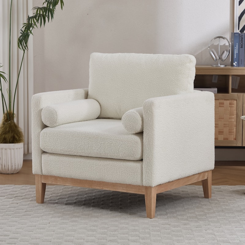35.4"W Modern Reading Chair Set of 2,Upholstered Accent Chair with Pillows and Wood Legs