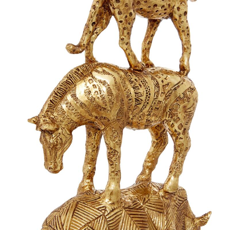 Polystone Safari Animals Decorative Sculpture - Gold or Silver - Roche River Decor
