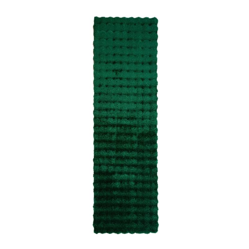 Sunny Collection Hand-woven Modern Grid Solid Color Area Rugs - 2' x 8' Runner - Green