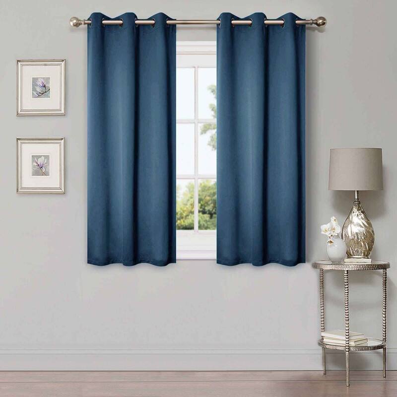 Superior Solid Machine Washable Room Darkening Grommet Blackout Curtains, Set of 2