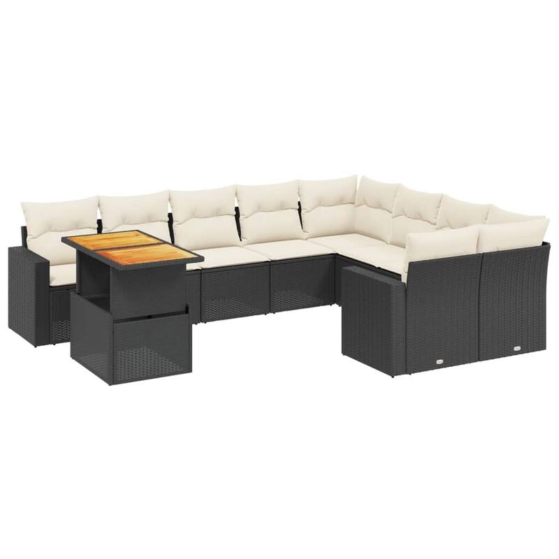 vidaXL Patio Sofa Set with Cushions Table and Sofa Modules 10 Piece Poly Rattan - 21.7 x 39.4 x 28.7