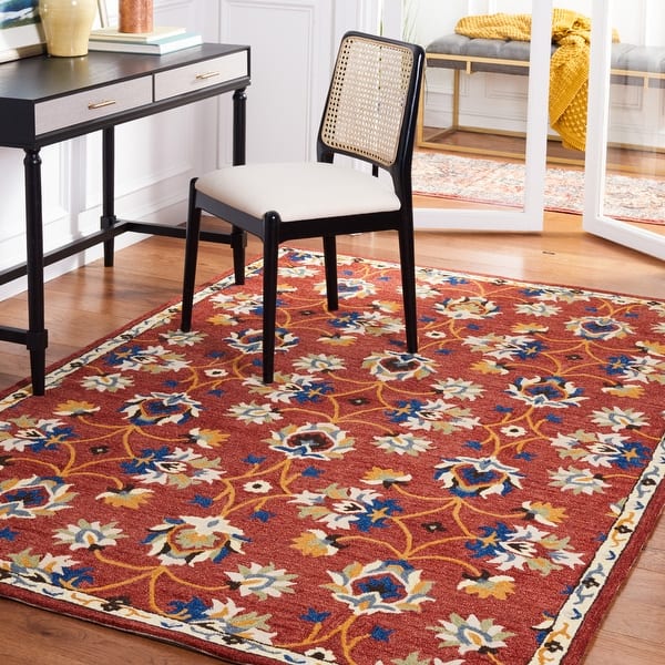 slide 2 of 7, SAFAVIEH Handmade Micro-Loop Seyran Transitional Wool Rug 8' x 10' - Rust/Blue - Rectangle