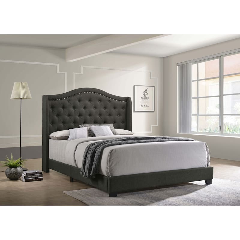 Sonoma Transitional Fabric Upholstered Wingback Bed
