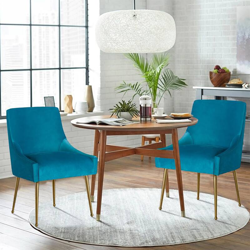 Clihome Stainless Steel Frame Dining Velvet Side Chairs(Set of 2)