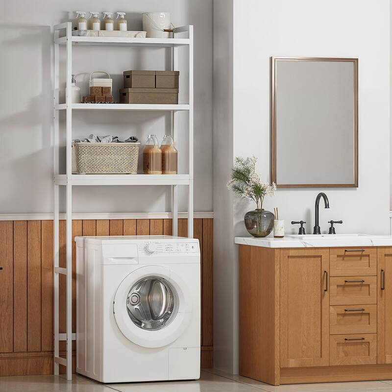Over The Toilet Storage, 3-Tier Bamboo Bathroom Organizer with Adjustable Shelf