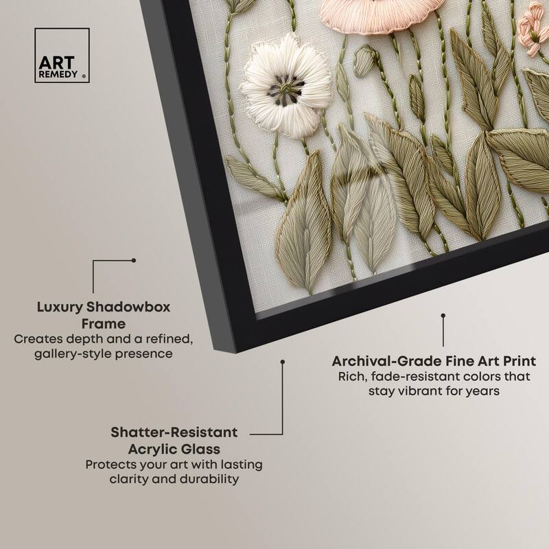 Stitched Serenity I Shadowbox by Art Remedy