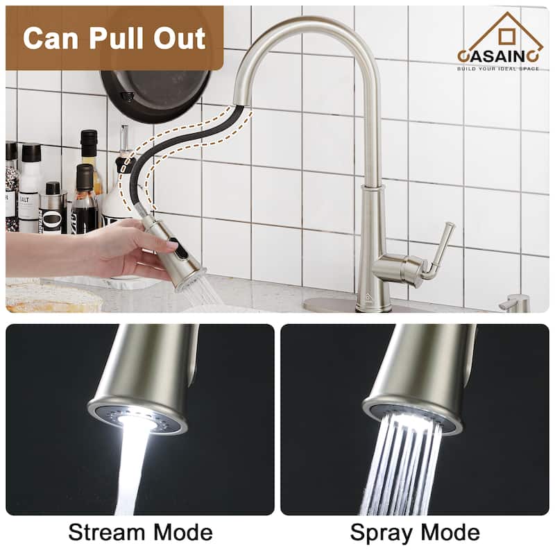 Undermount Nano Brushed Stainless Steel Workstation Kitchen Sink with Sensor-Activated Kitchen Faucet and Accessories