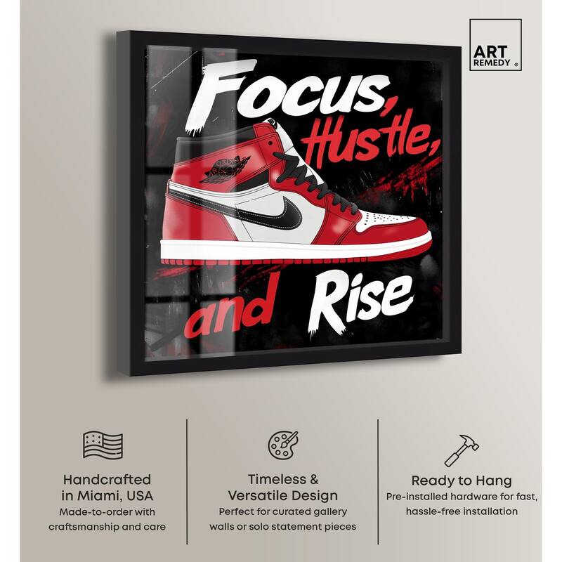 Hustle and Rise Sneaker Red Shadowbox by Art Remedy