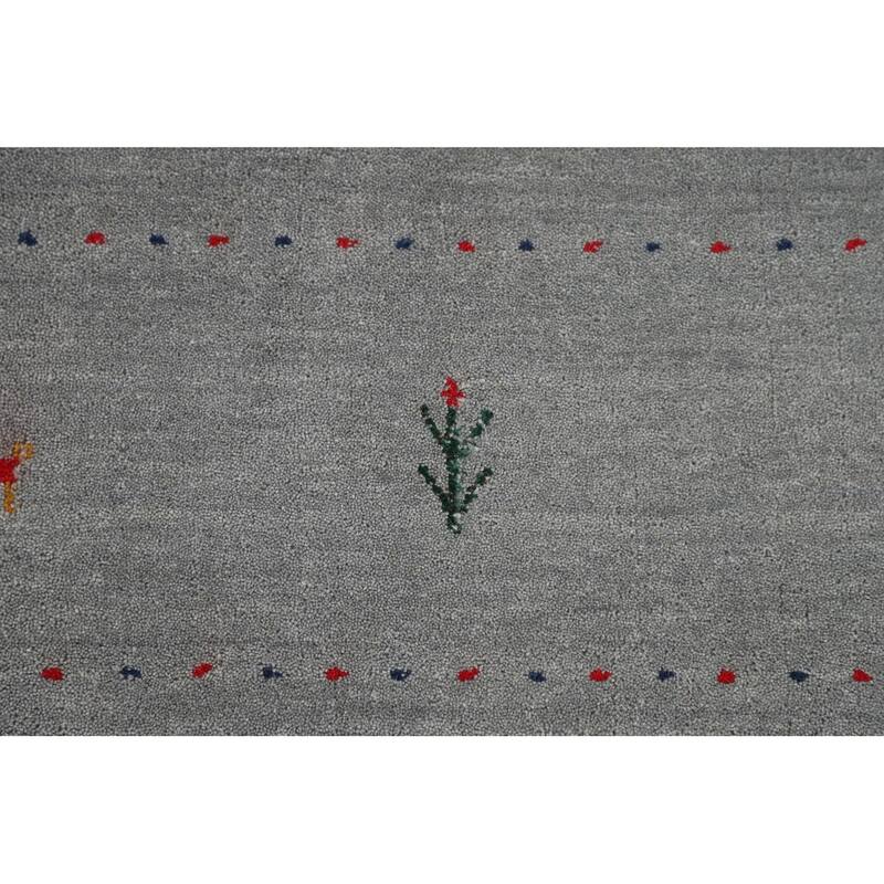 Silver Gray Gabbeh Indian Area Rug Handmade Wool Carpet - 7'8"x 9'10"