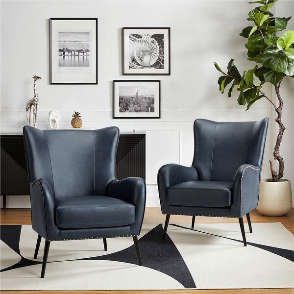 HULALA HOME Invidiae Glam Faux Leather Wingback Armchair with