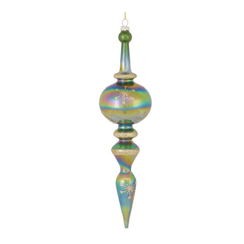 6ct Iridescent Glass Finial Christmas Drop Ornaments 12.5"