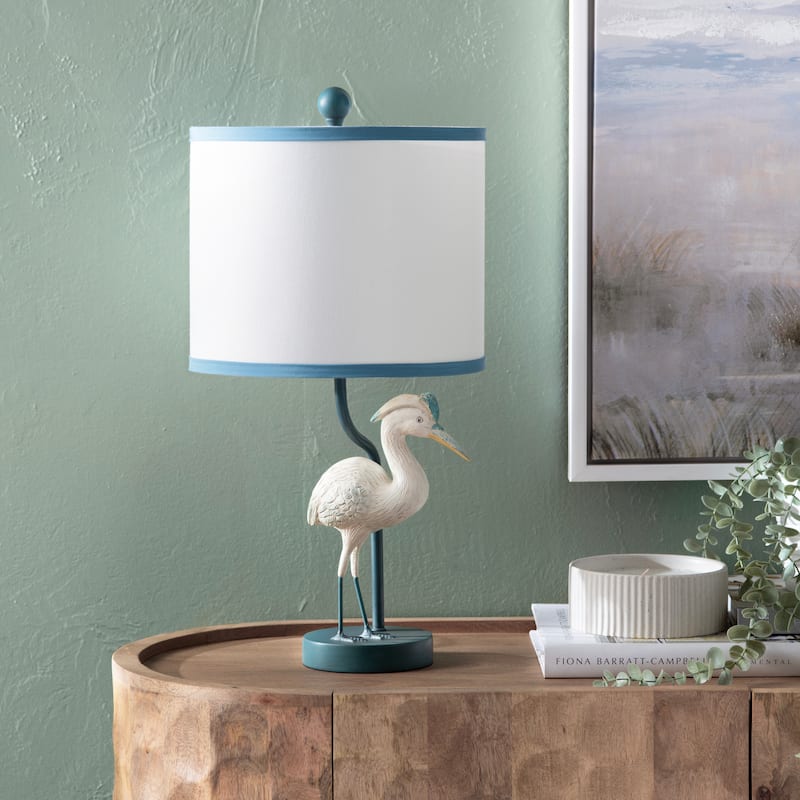 22"H Navy Blue And White Coastal Bird Table Lamp - 11" x 11" x 22"