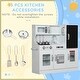 preview thumbnail 7 of 7, Qaba Play Kitchen, Pretend Kids Kitchen Playset with Play Phone, Chalkboard, Towel Rack, Ice Maker, Storage Space & Microwave