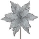 preview thumbnail 3 of 2, 25" Glittered Silver Poinsettia Christmas Floral Pick - 25