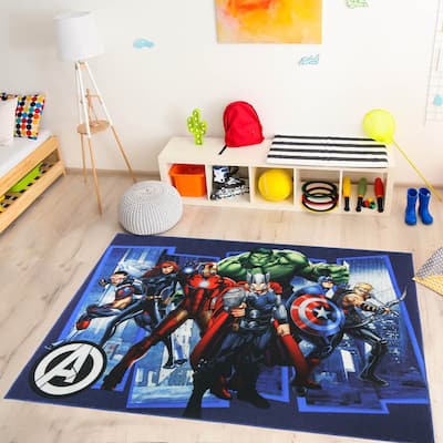 Licensed Disney Marvel Avengers Youth Digital Printed Area Rugs - 4'6"x6'6"