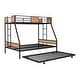 preview thumbnail 9 of 11, Black Twin over Full Metal Bunk Bed with Trundle and Safety Guardrail