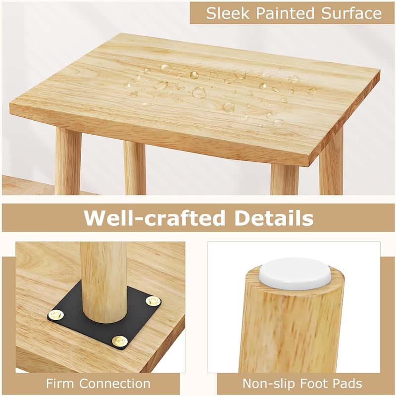 2/4 pcs Counter Height Bar Stools 25.5" Backless Wooden Dinning Chairs