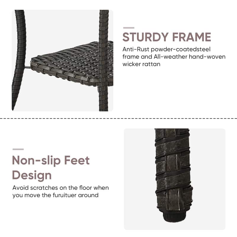 Outdoor Wicker Storage Side Table