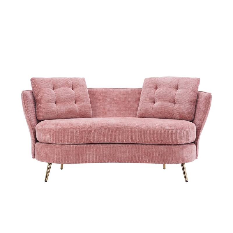 Upholstered Couch with Golden Metal Legs