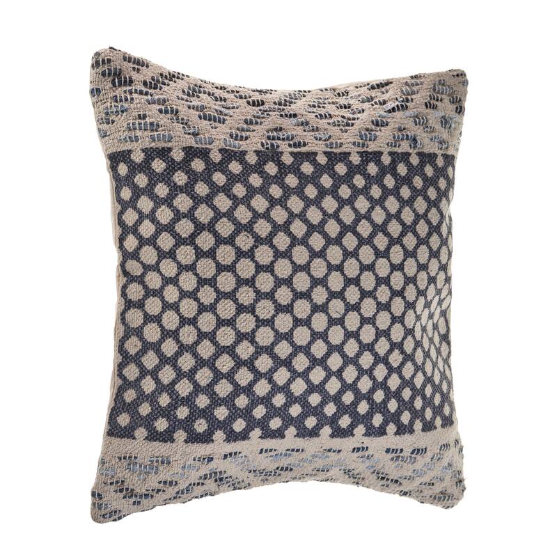 Sevita Detailed Denim Blue Throw Pillow