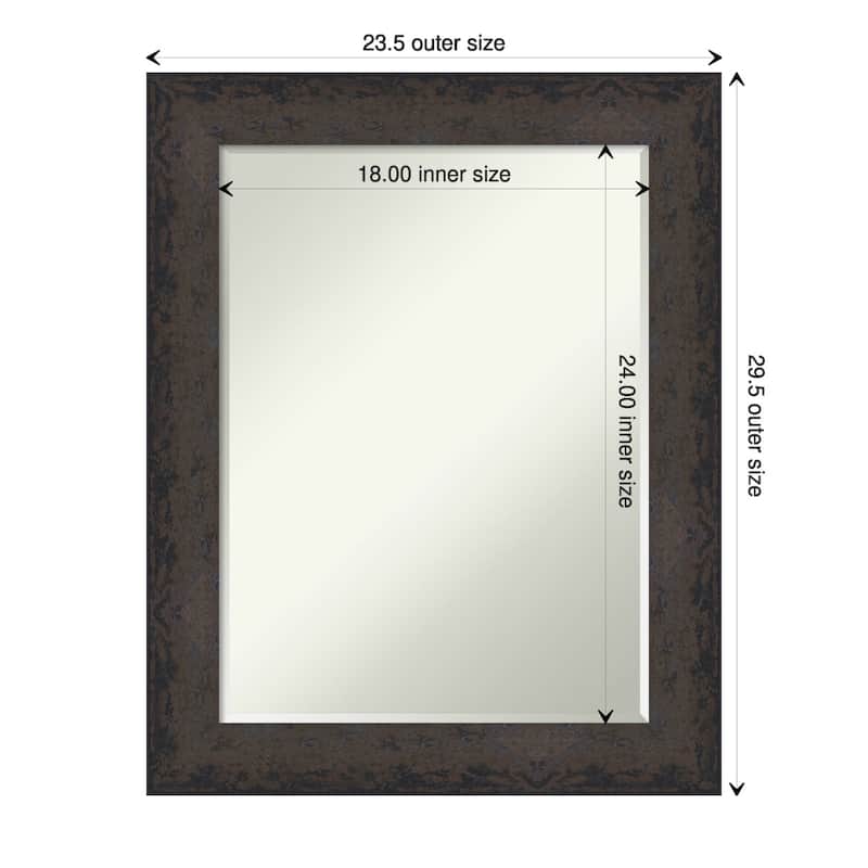 Dappled Half-Inch-Bevel Wood Framed Wall Mirror - Glass Size 18x24 - Dappled Black Brown