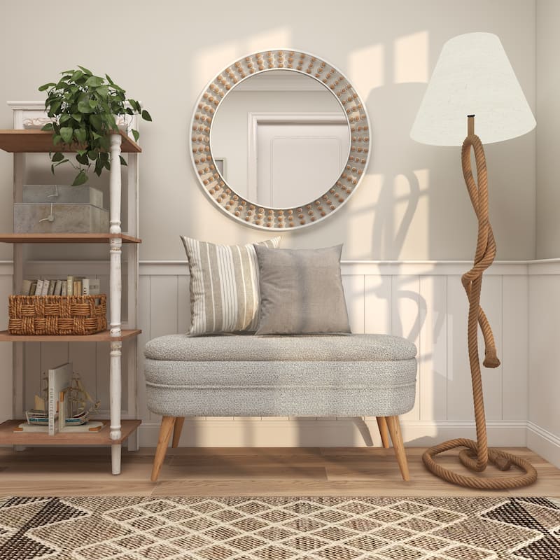 Contemporary Metal Wall Mirror with Beaded Detailing - White or Black