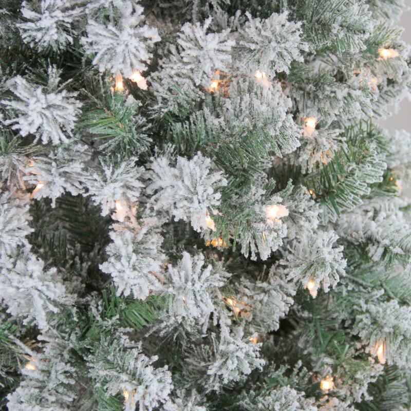4.5' Medium Flocked Winema Pine Artificial Christmas Tree Clear Lights - 4.5 Foot