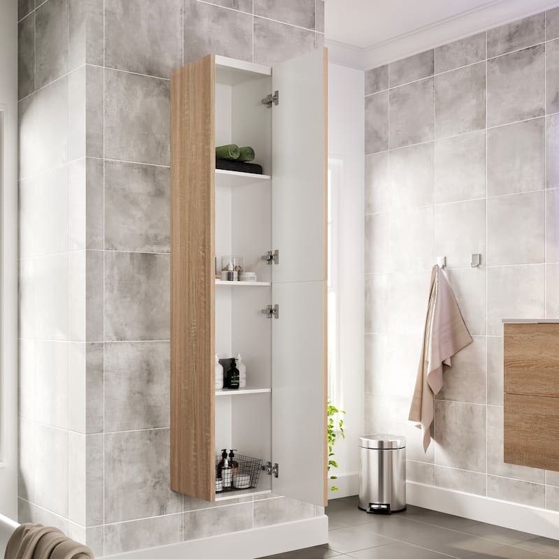 Eviva Joy 12"W x 10"D x 59"H Wall-Mounted Linen Cabinet