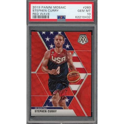 Stephen Curry 2019 Panini Mosaic Red Wave Basketball Card #260 Graded PSA 10 - 8'6" x 11'6"