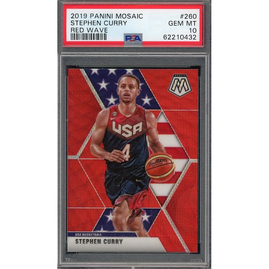 Stephen Curry 2019 Panini Mosaic Red Wave Basketball Card #260 Graded PSA 10 - 8'6" x 11'6"