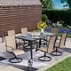 preview thumbnail 45 of 174, Patio Dining Set, Outdoor Dining Table and Chairs Set with Textilene Chairs, Adjustable Umbrella Hole for Garden, Backyard 7 Piece - Brown-Swivel