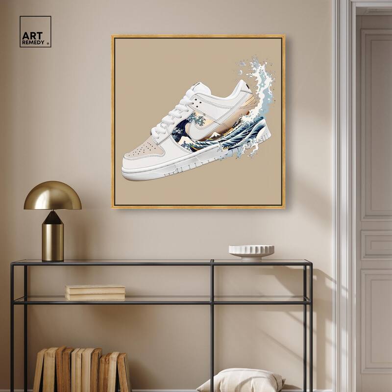 Great Wave Sneaker Splash Canvas by Art Remedy