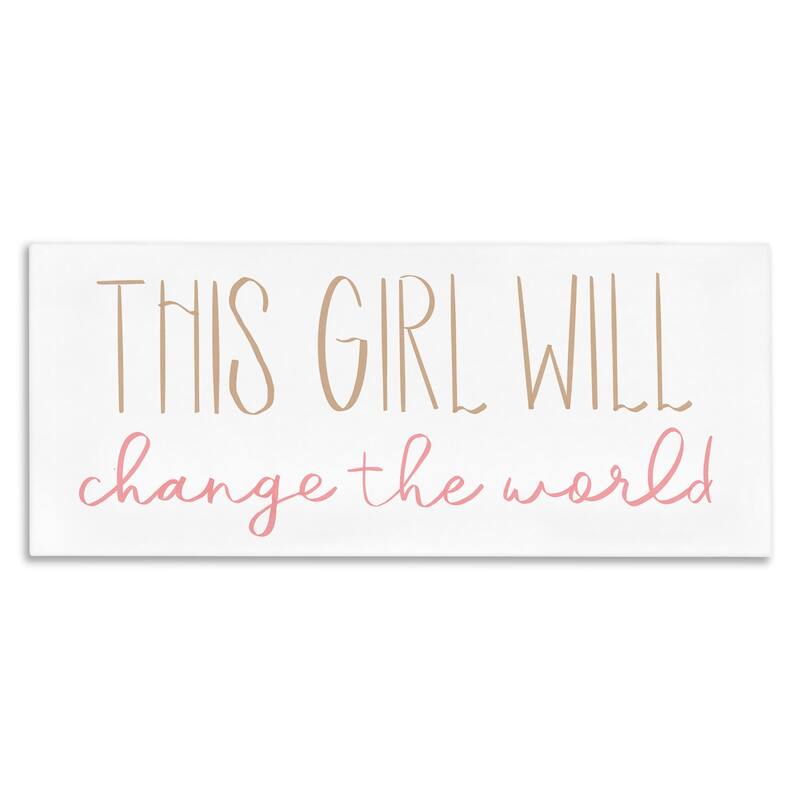 Stupell This Girl Will Change the World Motivational Phrase Canvas Wall Art - Multi-Color - 40 x 17