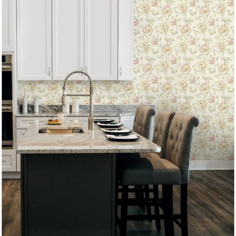 Seabrook Design Rhea Floral Scroll Unpasted Wallpaper