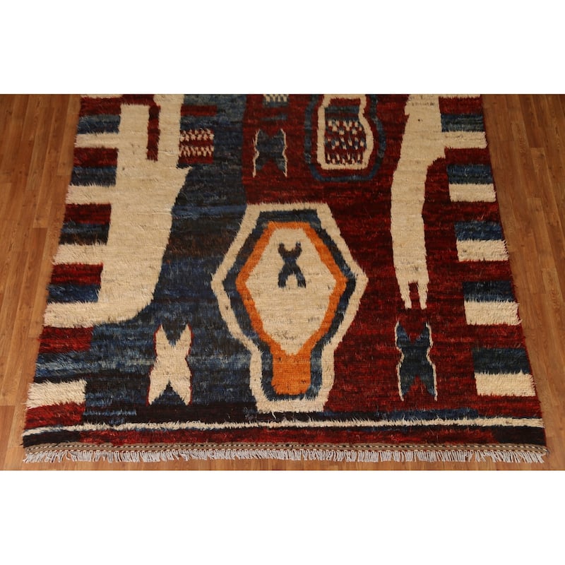 Tribal Geometric Moroccan Wool Area Rug Hand-knotted Oriental Carpet - 8'2" x 10'3"