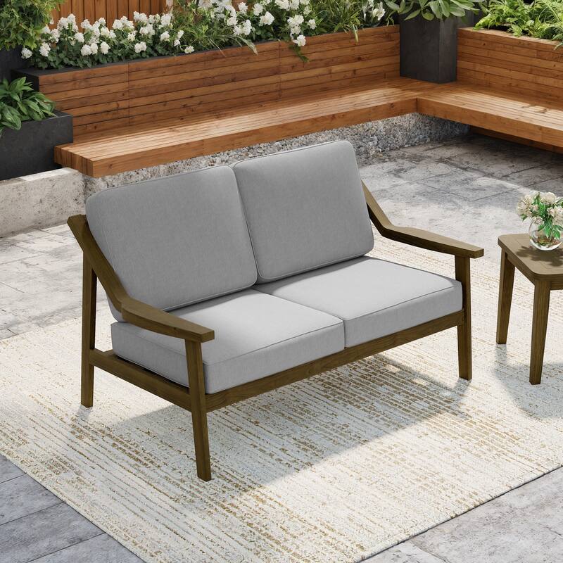 Solid Wood Outdoor Arm Chair Loveseat with Cushion