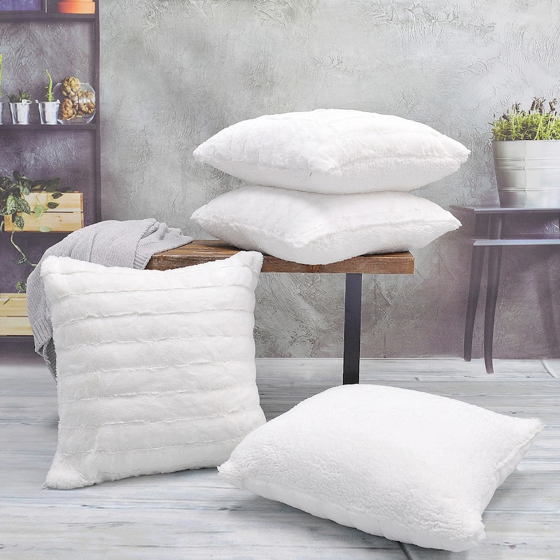 Serenta SuperMink Solid Color Throw Pillow Shell Cushion Cover Set - 20" x 20" - Bright White - Set of 3 or More