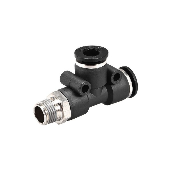 Plastic Tee Push To Connect Tube Fittings 6mmx 1/8NPT Male Thread Push Lock